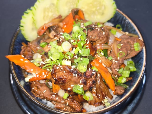 Korean Bulgogi Rice Bowl.